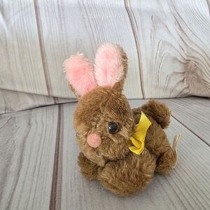 Vintage Russ Berrie Mini Bunny Rabbit Plush Stuffed Toy Brown Easter 4 Inch 1977
